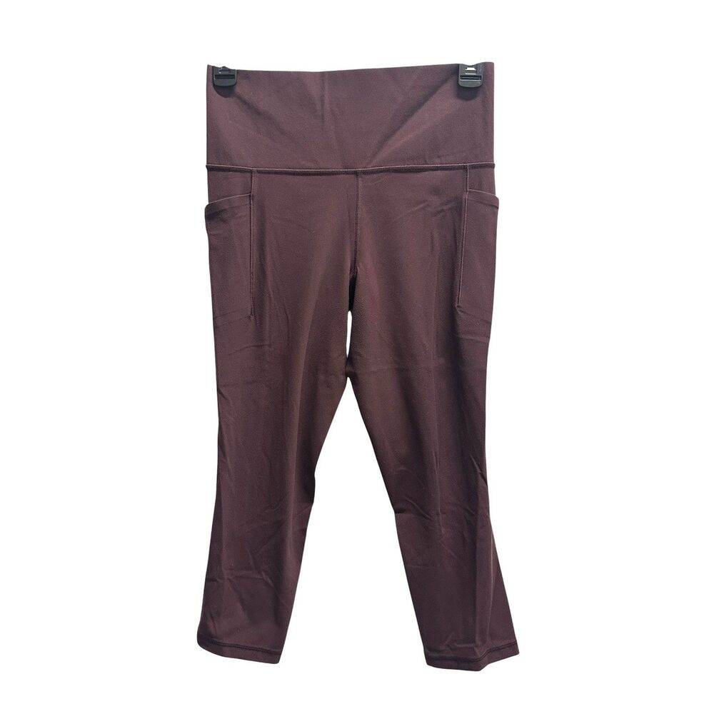 Athleta Salutation Stash Pocket II Capri Maroon Leggings Size Small